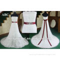 noble deep red beading belt and detachable bow back wedding dress